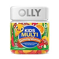 OLLY Kids Multivitamin Gummy Worms Sour Fruit Punch Vitamins A C D E Bs Zinc 45 Day Supply 70 Count