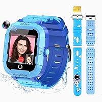Unlocked 4G LTE Kids Smart Watch Phone with SIM Card,Kids Smart Watch with HD Camera, SMS, Wi-Fi Calling,Voice & Video Chat,Bluetooth,4G Kids GPS Tracker Watch Birthday Gifts (75blue)