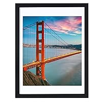 BOJIN 12x16 Picture Frames Black, Solid Wood Display Pictures 11x13 with Mat or 12x16 Without Mat, Wall Hanging Document Certificate Home Decoration Photo Frame