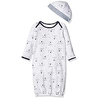 Little Me Baby Boys' 2-Piece Infant Blue Puppies Nightgown and Hat, 0-3 Months