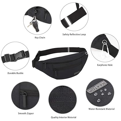 MAXTOP Large Crossbody Fanny Pack with 4-Zipper Pockets,Gifts for Enjoy Sports Festival Workout Traveling Running Casual Hands-Free Wallets Waist Pack Phone Bag Fits All Phones