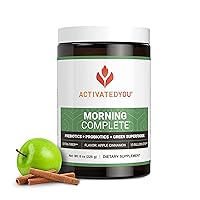 ACTIVATEDYOU Morning Complete Daily Wellness Greens Superfood Drink Mix for Gut Health w/Prebiotics, Probiotics, Antioxidants, Green Superfoods, 10 Billion CFUs, 30 Servings (Apple Cinnamon)