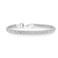 Miabella 925 Sterling Silver Italian 5mm Mesh Link Chain Bracelet for Women, Made in Italy