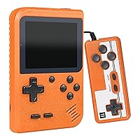 Retro Handheld Game Console, 3 Inch LCD Screen Portable Video Game Console with 500 Classic Games, 1020mAh Rechargeable Battery Support for Connecting TV & Two Players (Orange)
