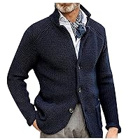 Men's Cardigan Sweaters with Buttons Knitted Lapel Men Cardigan Sweater Lightweight Warm Loose Winter Cardigan