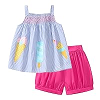 HILEELANG Toddler Girl Summer Easter Outfit Cotton Tops Tees Shorts Clothing Sets