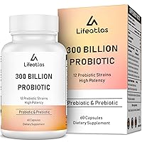 300 Billion CFU Probiotics - Probiotics for Women and Men, 12 Probiotic Strains Plus Prebiotic, for Immune & Digestive, Gut Health, Gas Bloating, Shelf Stable - 60 Capsules
