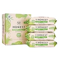 The Honest Company Hydrate + Cleanse Naturally Scented Wipes | Cleansing Multi-Tasking Wipes | 99% Water, Plant-Based, Hypoallergenic | Aloe + Cucumber, 240 Count
