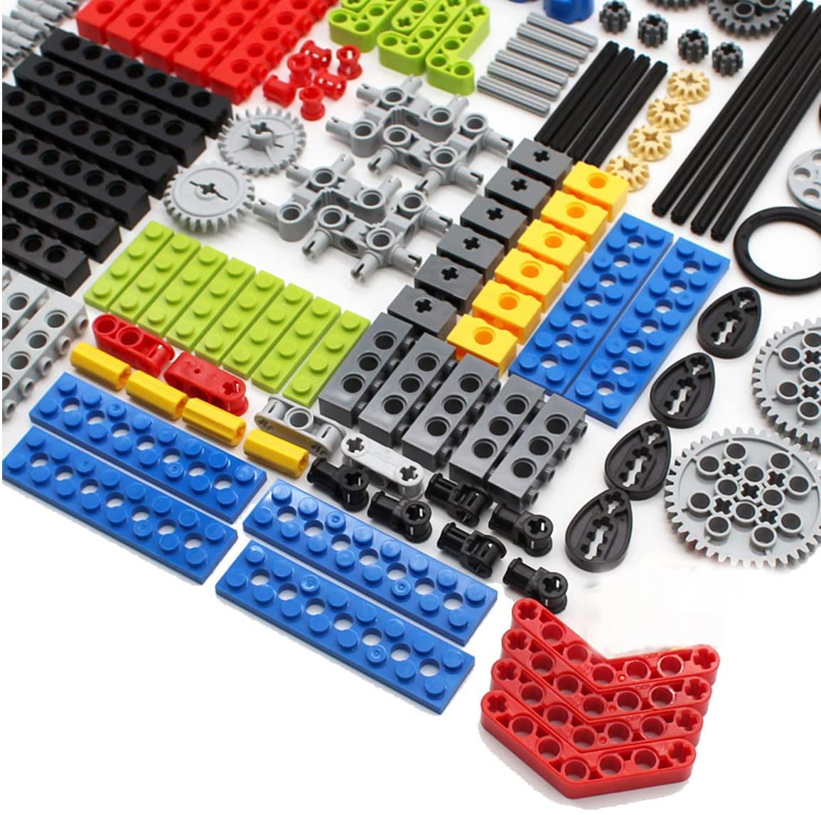 KonHaovF 182PCS Gear and Axle Set for Technic Parts Compatible with Major Brand Technic Parts, DIY Gears Assortment Pack(Liftarm, Pins, Axles, Connectors) for Technic Building Blocks Set