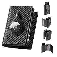 YESIIW Mens Wallet with Airtag Holder, RFID Blocking Wallet Cedit Card Holder, Smart Pop Up Wallet Compatible with Apple AirTag, Leather Trifold Wallet with ID Window, Cash Slot (Thick Stripe Black)