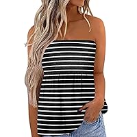 Womens Tube Tops Summer Casual Bandeau Tank Casual Y2K Strapless Blouse Off The Shoulder Tunic Shirts Sexy Crop Top