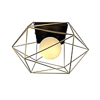 Yumil Modern 1-Light Geometric Black and Gold Ceiling Semi-Flush