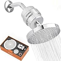 High Output Shower Head and Hard Water Filter, 15 Stage Shower Filter Removes Chlorine & Harmful Substances, Water Softener Showerhead for Bathroom, Rain Shower, 1 Replaceable Filter Cartridge