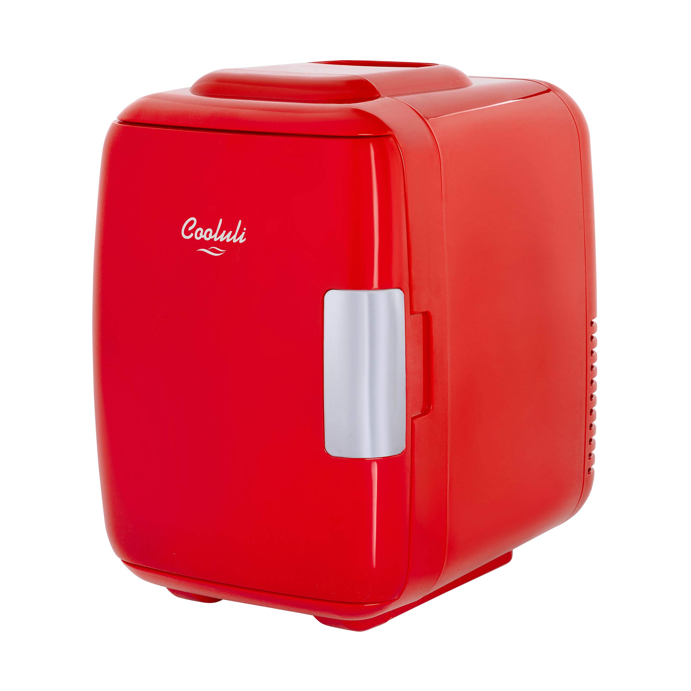 Cooluli Classic Red 4 Liter Compact Cooler Warmer Mini Fridge with AC/DC/USB Power - Great for Bedroom, Office, Car, Dorm - Portable Makeup Skincare Fridge