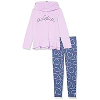 adidas girls Long Sleeve Hooded Top and Graphic Tights Set