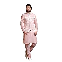 Indian Royal Ethnic Designer Wedding Festive Traditional Jodhpuri Kurta Pyjama With Nehru Jacket (Waistcoat) for Men