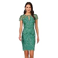 Adrianna Papell Women's Short Cut Out Beaded Sheath