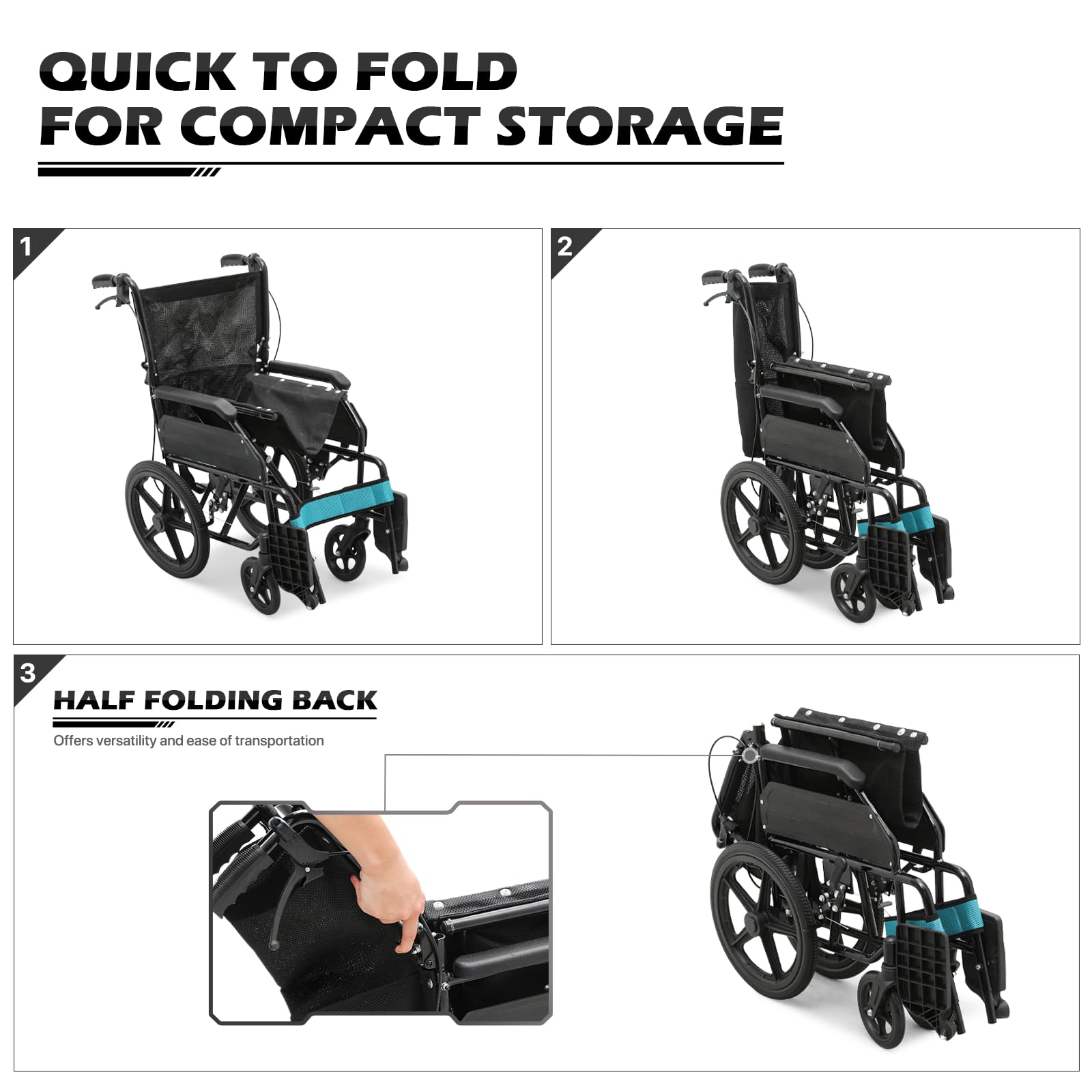 monicare Wheel Chair for Adults with Swing-Away Footrest and Loop-Lock Handbrakes 17.5 inch Seat Wheel Chair 15
