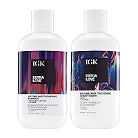 IGK Extra Love Shampoo + Conditioner Kit | Lightweight + Supports Scalp + Balance Oil | Vegan + Cruelty Free | 16 Oz