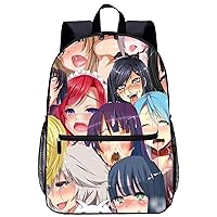 Anime Face Ahegao Travel Laptop Backpack Lightweight 17 Inch Casual Daypack Shoulder Bag for Men Women