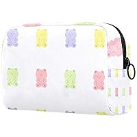 Cartoon Gummy Bears Cosmetic Travel Bag Large Capacity Reusable Makeup Pouch Toiletry Bag for Teen Girls Women 18.5x7.5x13cm/7.3x3x5.1in