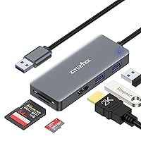 USB to HDMI Adapter, 5-in-1 USB hub 3.0 with HDMI 1080p for Extended Monitor PC Laptop Desktop, 2 USB Ports, SD and Micro SD Card Reader Support Windows, MACOS, Android