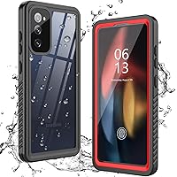 ANTSHARE for Samsung Galaxy S20 FE 5G Case Waterproof, Built in Screen Protector 360° Full Body Heavy Duty Protective Shockproof IP68 Underwater Case for Samsung Galaxy S20 FE 5G 6.5inch Red/Clear