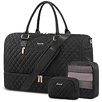 LOVEVOOK Travel Duffle Bag for Women, Weekender Overnight Bag with Shoe Compartment, Carry on Bag with Toiletry Bag, Gym Duffel Bag with Wet Pocket, Hospital Bags for Labor and Delivery 3 Pcs Set