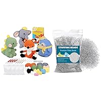 Jmuiiu Crochet kit for Beginner,Cute Animal Crochet Kit Including Crochet Hook,Yarn Balls, Needles,Instructions,400g/14.1oz Premium Stuffing Beads