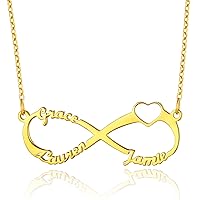 FindChic Infinity Name Necklace Personalized for Women Girls Stainless Steel/18K Gold Plated 18inch Custom Pendant with 1 2 3 4 Names & Birthstone Jewelry Gifts for Best Friends/Family, with gift Box