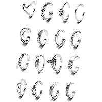 16 Pcs Open Toe Ring Adjustable Band Tail Ring Vintage Retro Knuckle Ring Foot Jewelry For Women