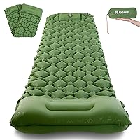 Camping Ultralight Sleeping Pad: Compact Portable Self Inflatable Sleep Mat with Built-in Foot Pump, Lightweight Single Pad for Camping, Traveling, Outdoor Activities (Green)