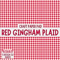 Craft Paper Pad Red Gingham Plaid Scrapbook 8.5x8.5, 1 Design, 32 Sheets: Decorative Paper for Junk Journals, Scrapbooking, Decoupage, & Paper Crafts