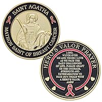 St. Agatha Matron Saint of Breast Cancer Challenge Coin Prayer 1-Pack (One Coin)