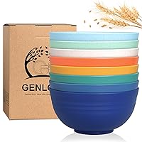 Wheat Straw Cereal Bowls Set of 8-24 oz Microwave Safe Bowls for Kitchen, BPA Free & Dishwasher Safe Plastic Soup Bowls