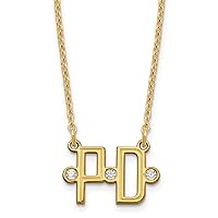 Jewels By Lux Etched 2 Initial Diamond Cable Chain Necklace (Length 18 in Width 15.97 mm)