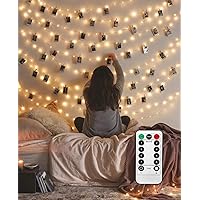 40 LED Photo Clip String Lights with Remote, 8 Modes Indoor Fairy String Lights for Hanging Photos Pictures Cards and Memos, Ideal Gift for Bedroom Decoration (USB Operated, Warm White)