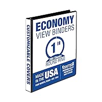 Samsill Economy 1 Inch 3 Ring Binder, Made in The USA, Round Ring Binder, Customizable Clear View Cover, Black, (18530)