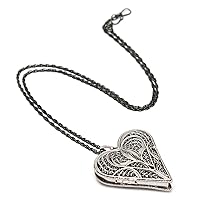 NOVICA Artisan Handmade Silver Locket Necklace Heart Shaped Sterling Peru Jewelry Filigree Pendant No Stone 'Filigree Heart'