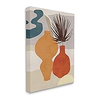 Retro Decorated Vases Earth Tones Abstract Pottery, Designed by Melissa Wang Canvas Wall Art, 24 x 30, Orange