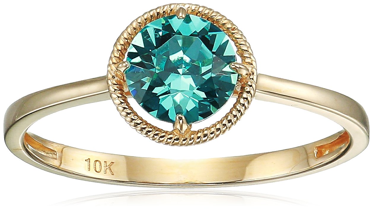 Amazon Collection 10k Gold Imported Crystal March Birthstone Ring