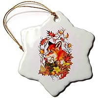 3dRose Baby Red Fox Kit Surrounded by a den of Twigs, Branches and... - Ornaments (orn-266097-1)