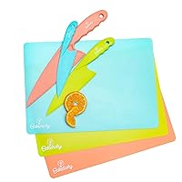 Baketivity 6 Piece Kids Cutting Board and Knife Set | Plastic Knives and Flexible Cutting Boards for Safe and Fun Cooking | Dishwasher Safe Kids Knifes for Real Cooking | Suitable for Children 6+