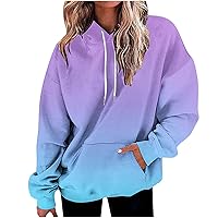 ZunFeo Trendy Hoodies for Women Drawstring Long Sleeve Pullover Tops Gradient Hooded Sweatshirts Fashion Y2k Clothes