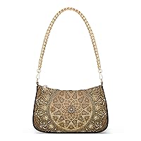 ALAZA Golden Mandala Ethnic Arabic Shoulder Bag Purse for Women Tote Handbag with Zipper Closure