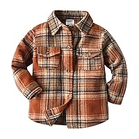 Tee per for Boys Toddler Boys Long Sleeve Winter Shirt Tops Coat Outwear For Babys Clothes Plaid Brown Swim Tops