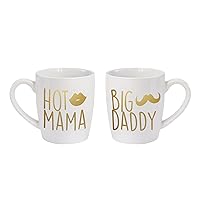 American Atelier Big Daddy/Hot Mama Set of 2 White Mugs, Extra Large