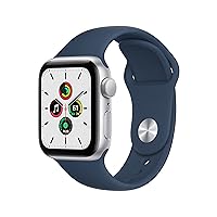 Apple Watch SE (Gen 1) [GPS 40mm] Smart Watch w/Silver Aluminium Case with Abyss Blue Sport Band. Fitness & Activity Tracker, Heart Rate Monitor, Retina Display, Water Resistant