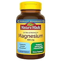Nature Made Extra Strength Magnesium Oxide 400 mg, Dietary Supplement for Muscle, Nerve, Bone and Heart Support, 60 Softgels,
