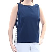 Ralph Lauren Womens Embroidered-Panel Knit Blouse, Blue, Large